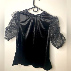 Women, Black Top, velvet, size 1X